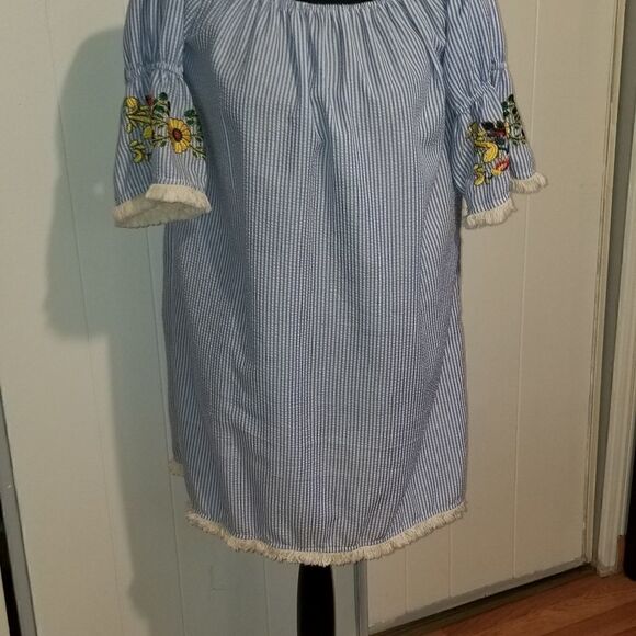 Boho Rebellion company Embroidered Striped short Dress small - Picture 9 of 9